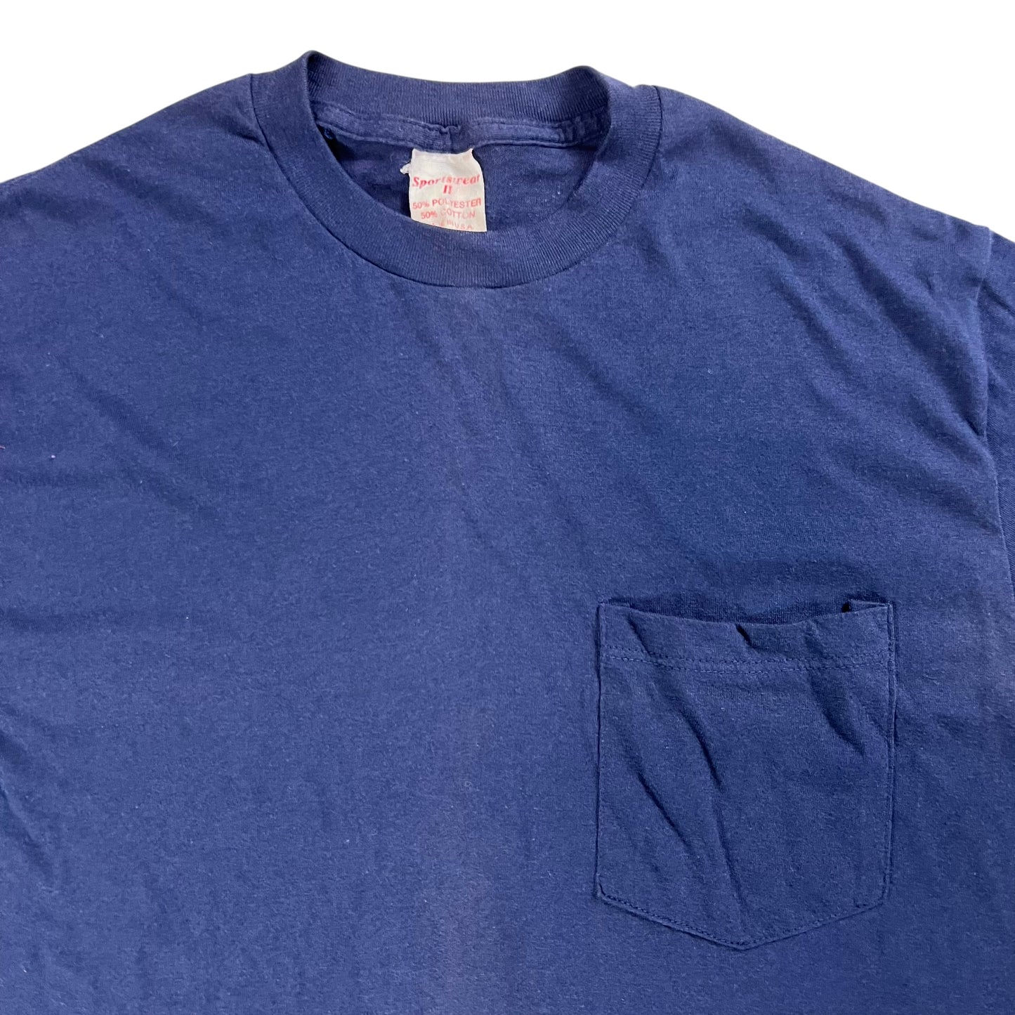 Vintage 80s Sportswear navy blue worn pocket tee (M)