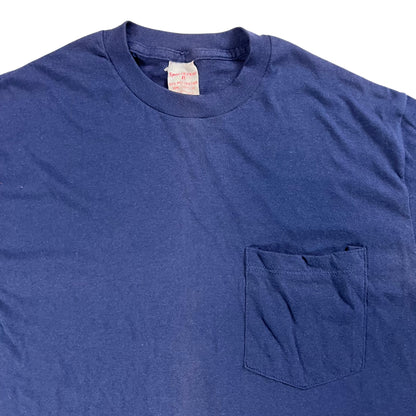 Vintage 80s Sportswear navy blue worn pocket tee (M)