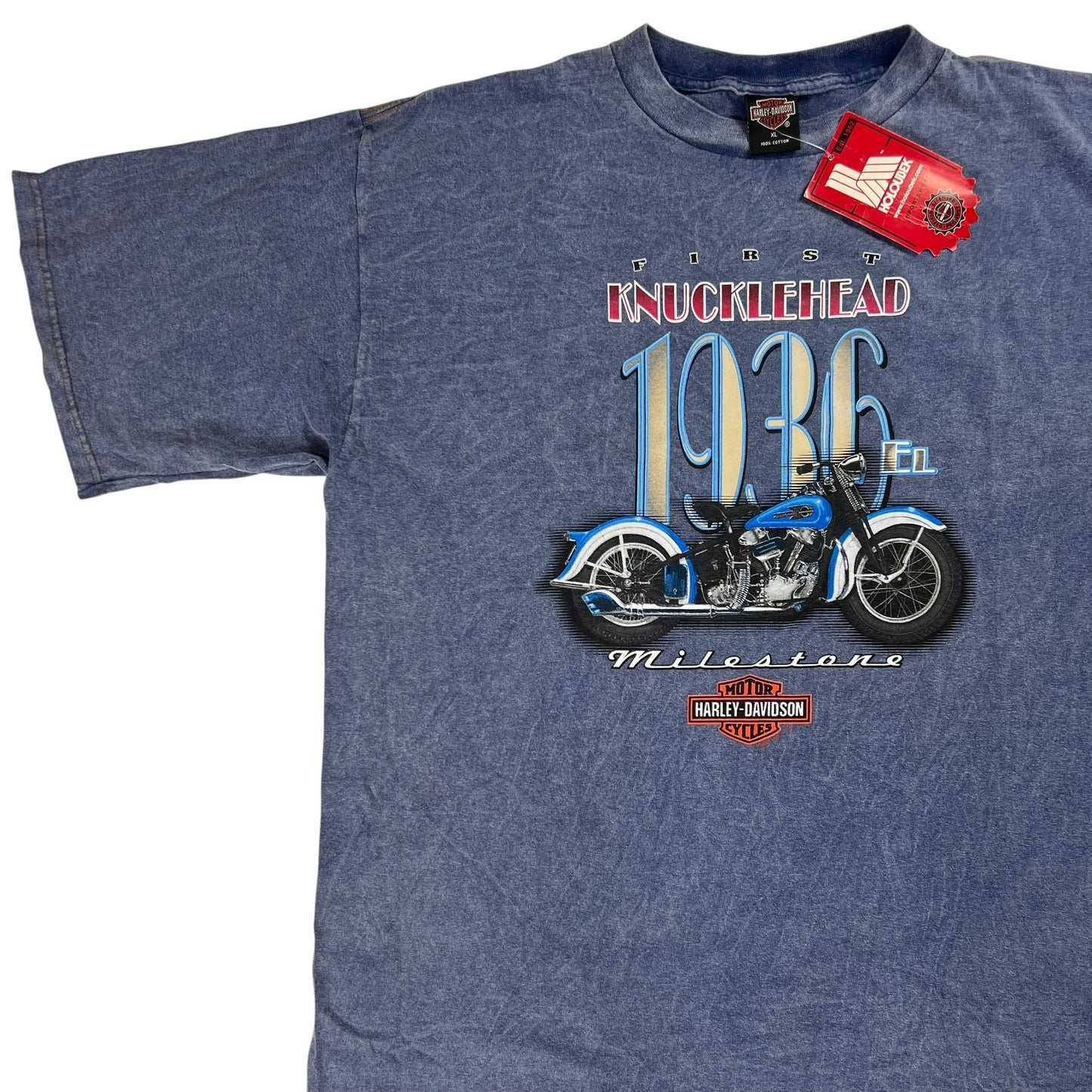 Vintage 2001 Harley Davidson Motorcycles Knucklehead acid wash tee (XL) DS NWT