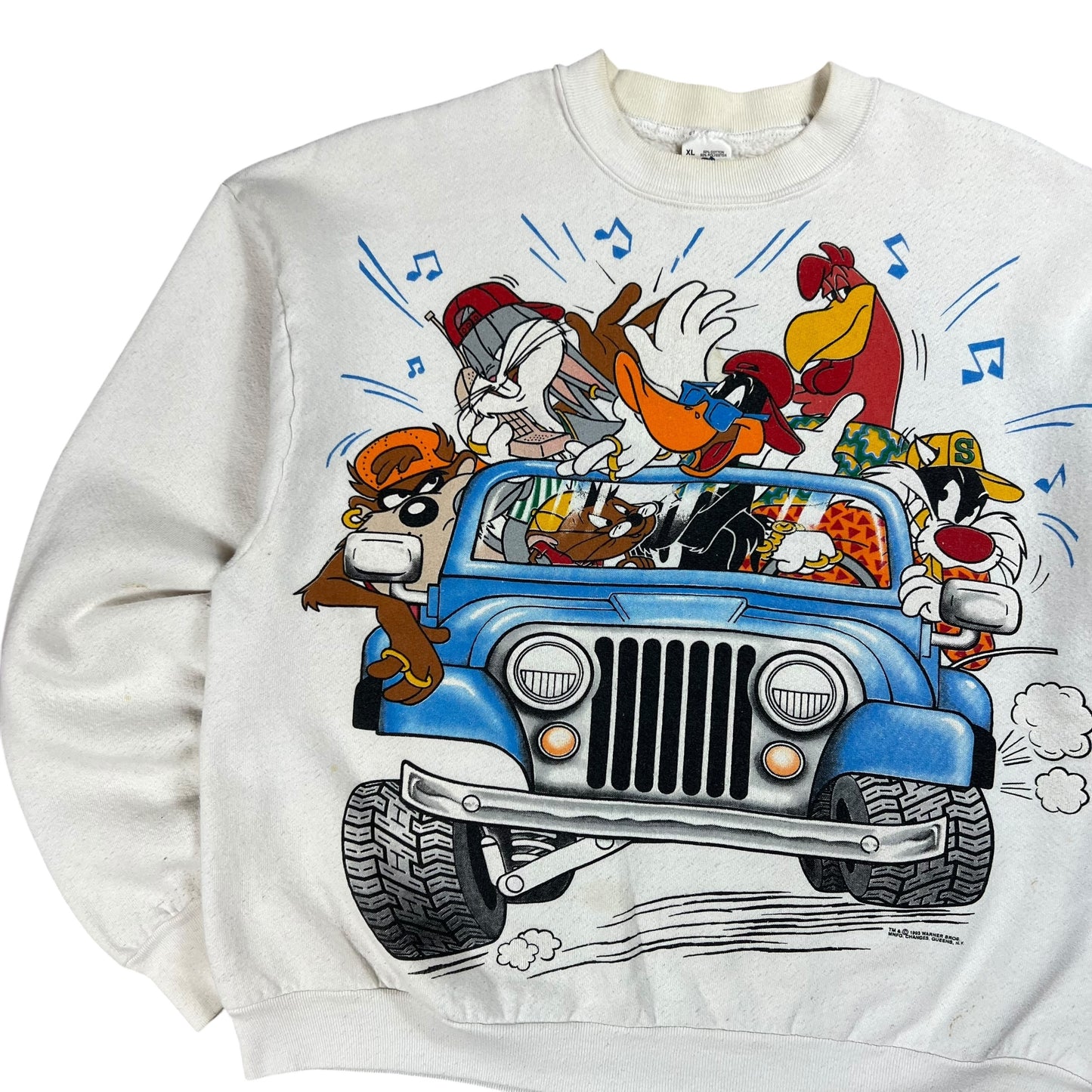 Vintage 1993 Looney Tunes Jeep Wrangler Break Through crewneck (L)