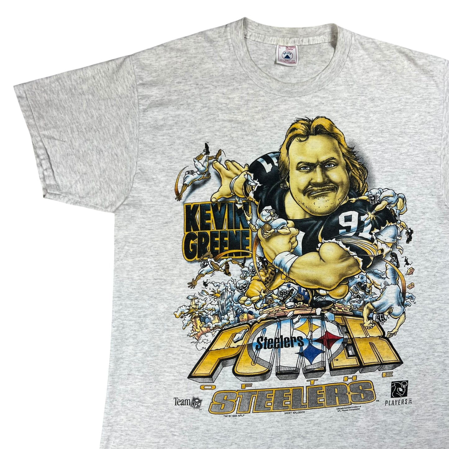Vintage 1995 Shirt Xplosion Pittsburgh Steelers Kevin Greene caricature tee (L)