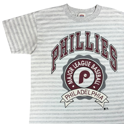 Vintage 1991 Philadelphia Phillies old logo striped tee (L)