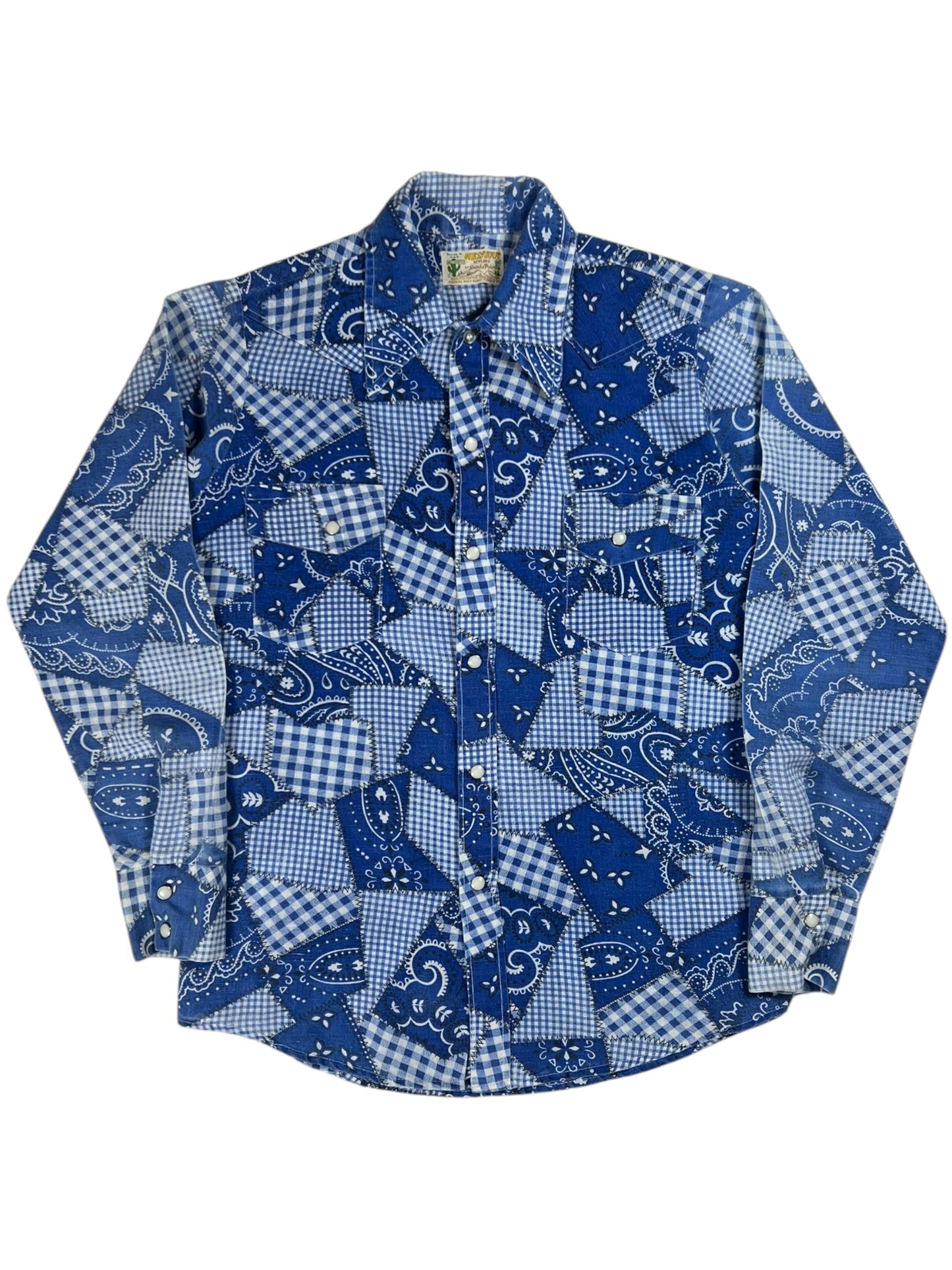 Vintage 1970s Sands Point Western Styling bandana pearl snap button up shirt (S/M)