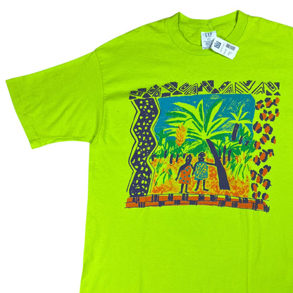 Vintage 90S GAP lime green abstract art tee (L) DS NWT