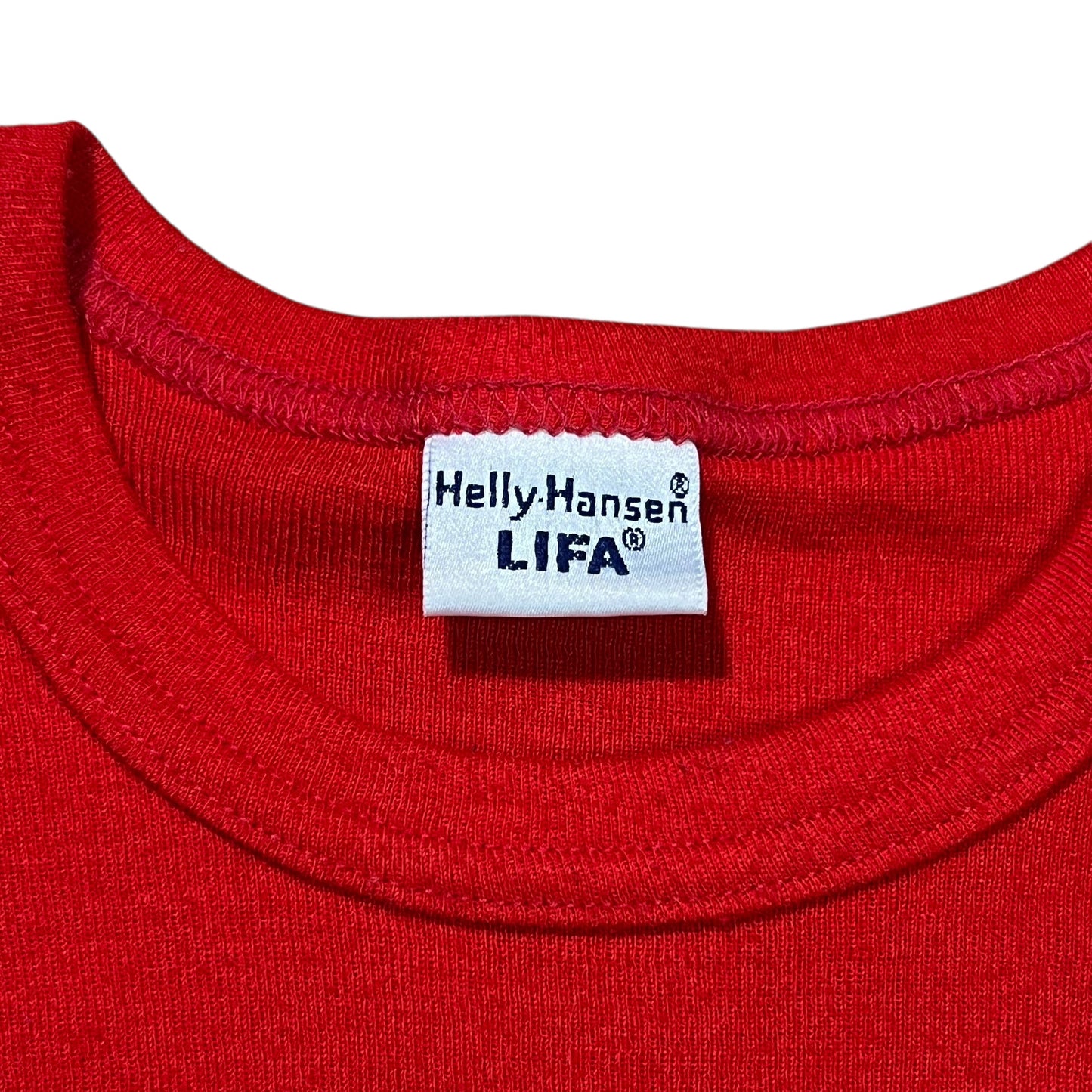 Vintage 80s Helly Hansen red checkered sleeve print long sleeve thermal shirt (S)