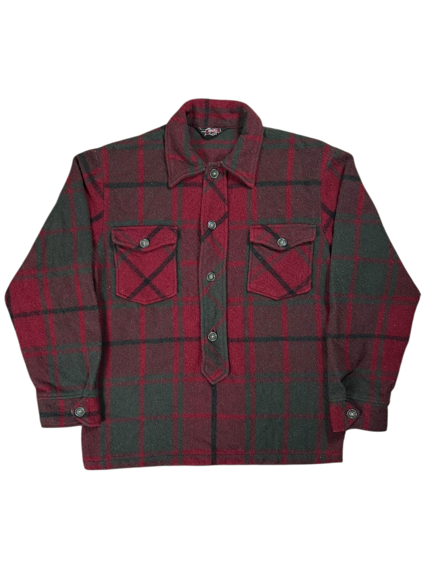 Vintage 1950s Woolrich wool plaid Henley flannel shirt (M)