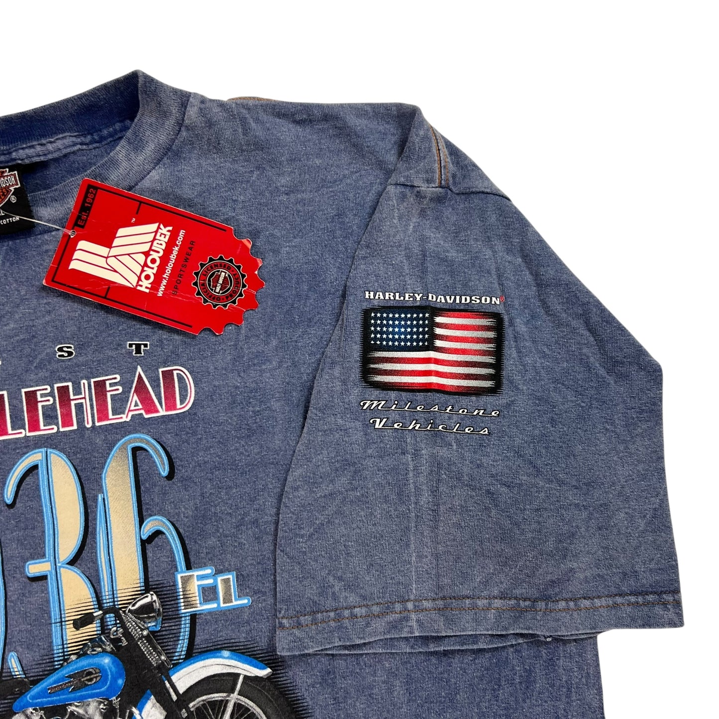 Vintage 2001 Harley Davidson Motorcycles Knucklehead acid wash tee (XL) DS NWT
