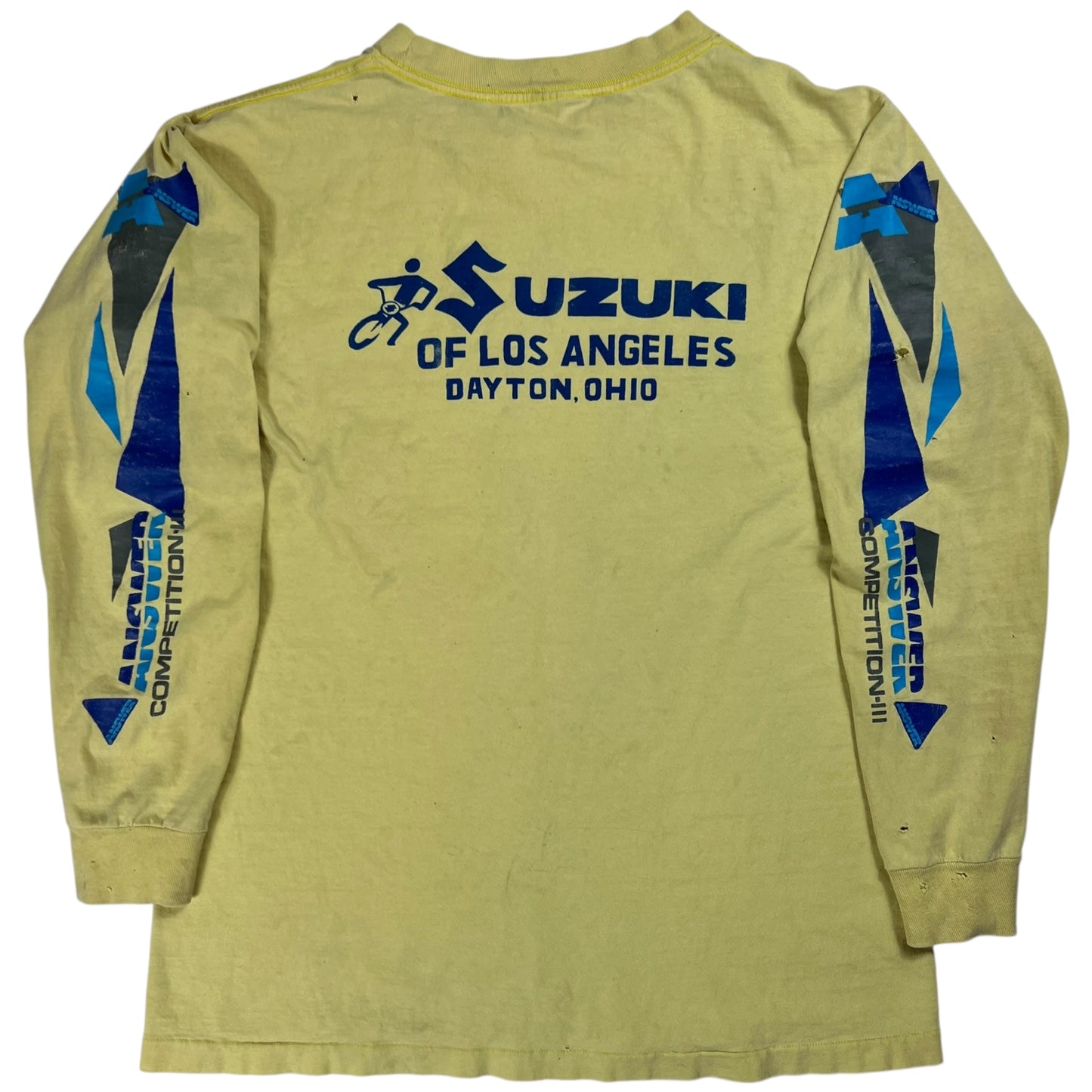 Vintage 80s Suzuki Answer RM distressed long sleeve print shirt (M)