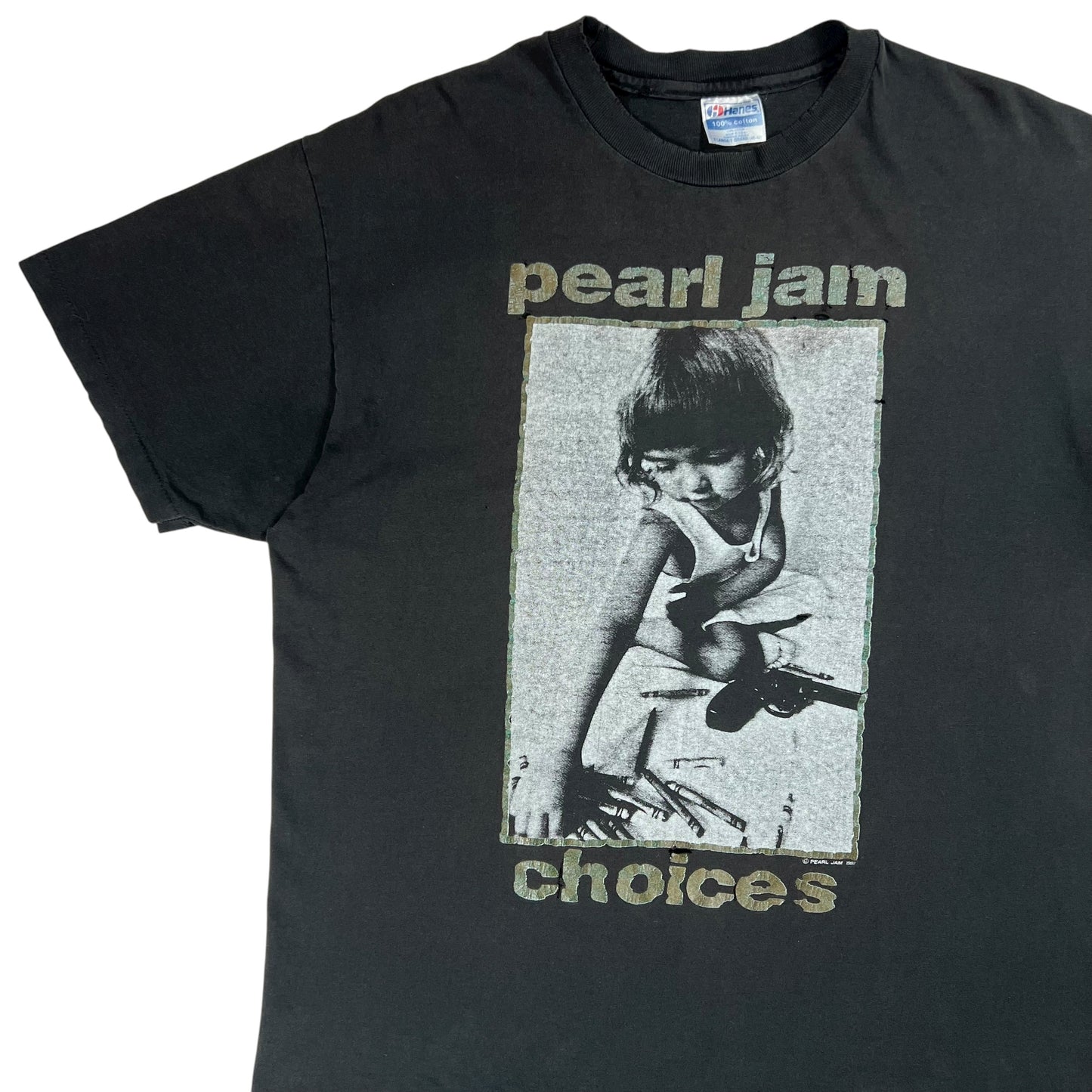 Vintage 1992 Pearl Jam Choices Crayons Gun faded band tee (XL)