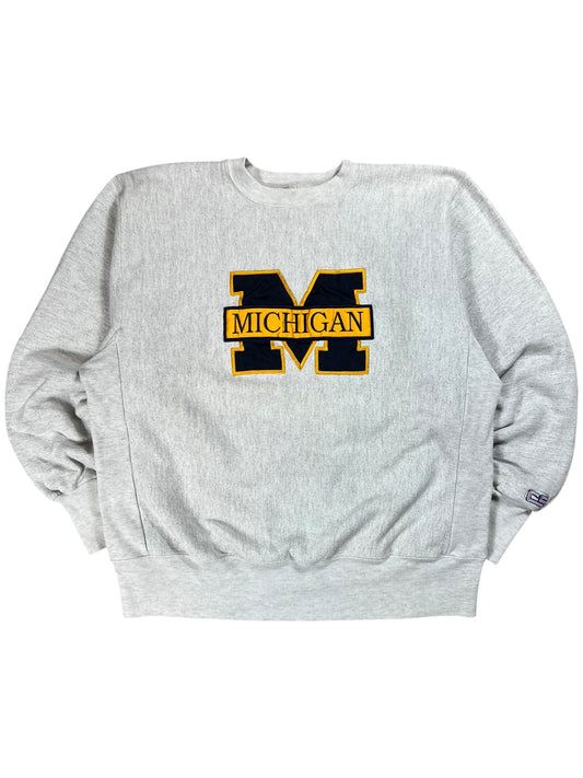 Vintage 90s University of Michigan Wolverines reverse weave style crewneck (L)
