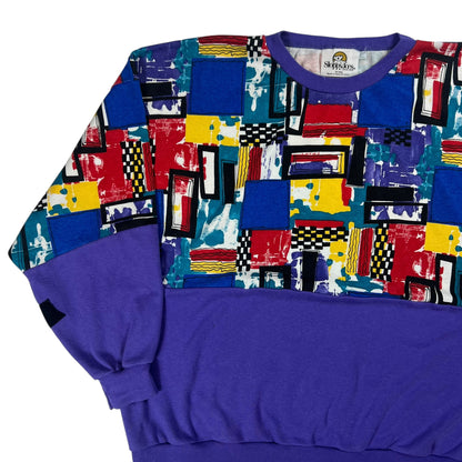 Vintage 90s abstract art all over print AOP crewneck (L)