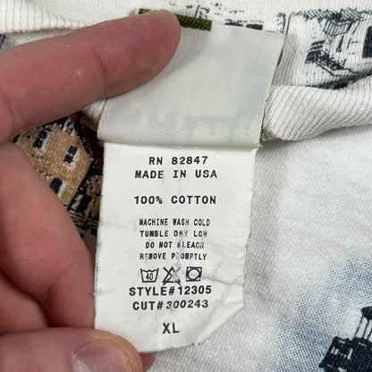 Vintage 90s The Great Lakes Lighthouses all over print tee (XL)