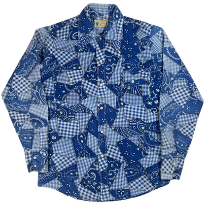 Vintage 1970s Sands Point Western Styling bandana pearl snap button up shirt (S/M)