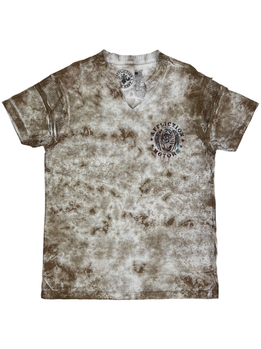 Y2K Affliction Motors tie dye v neck tee (XL)