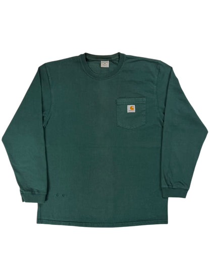 Vintage Y2K Carhartt forest green long sleeve pocket shirt (L)