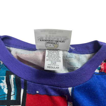 Vintage 90s abstract art all over print AOP crewneck (L)