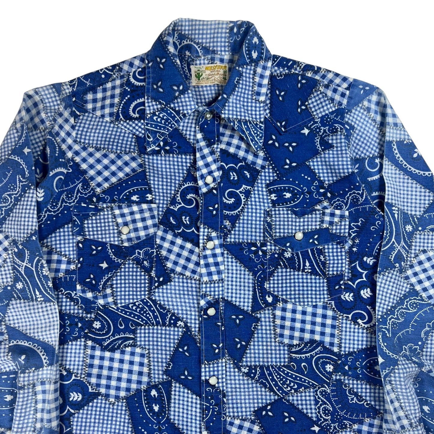 Vintage 1970s Sands Point Western Styling bandana pearl snap button up shirt (S/M)