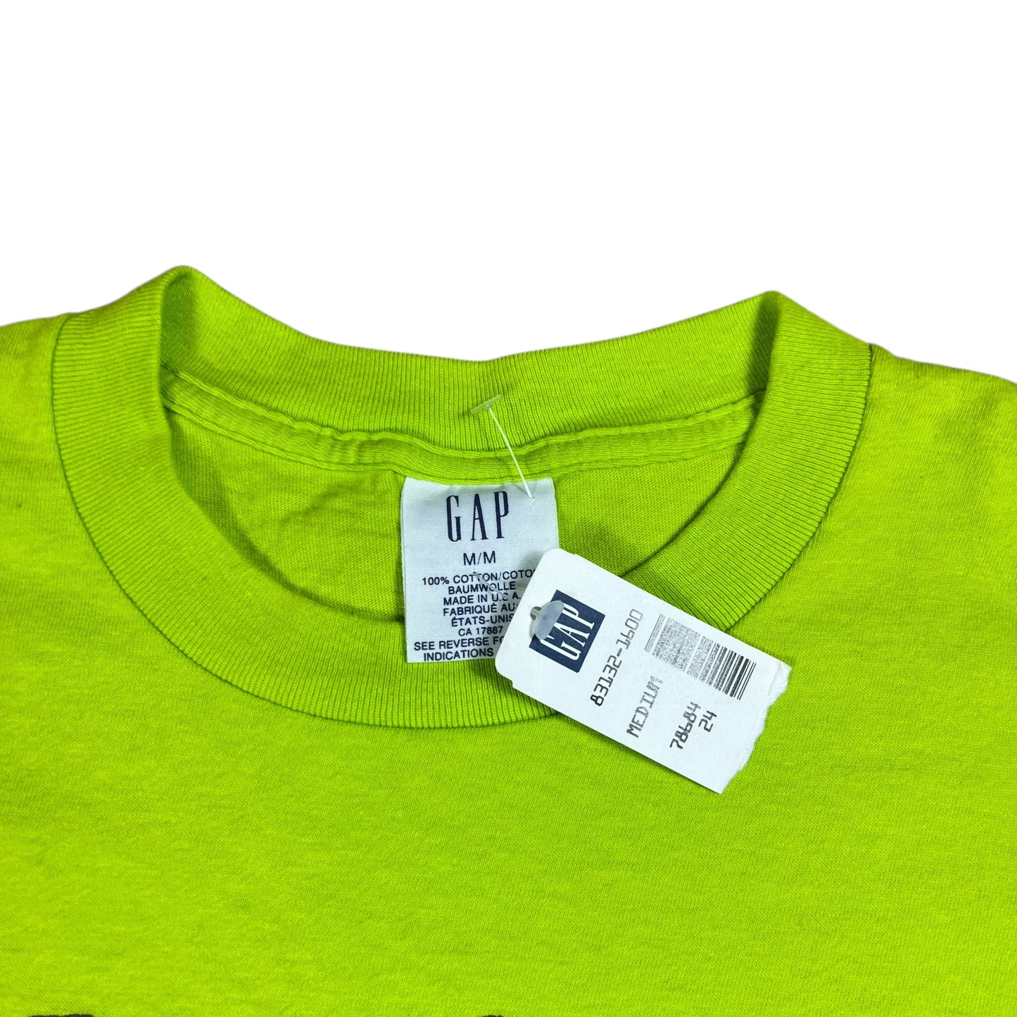 Vintage 90S GAP lime green abstract art tee (L) DS NWT