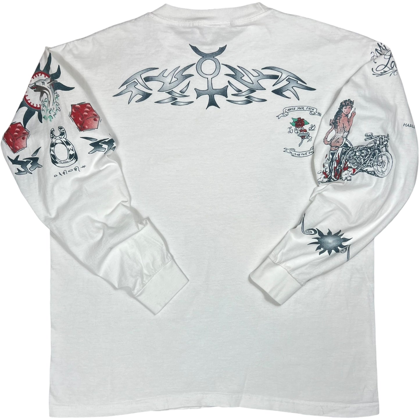 Vintage 90s Dennis Rodman Tattoos all over long sleeve print shirt (XL)