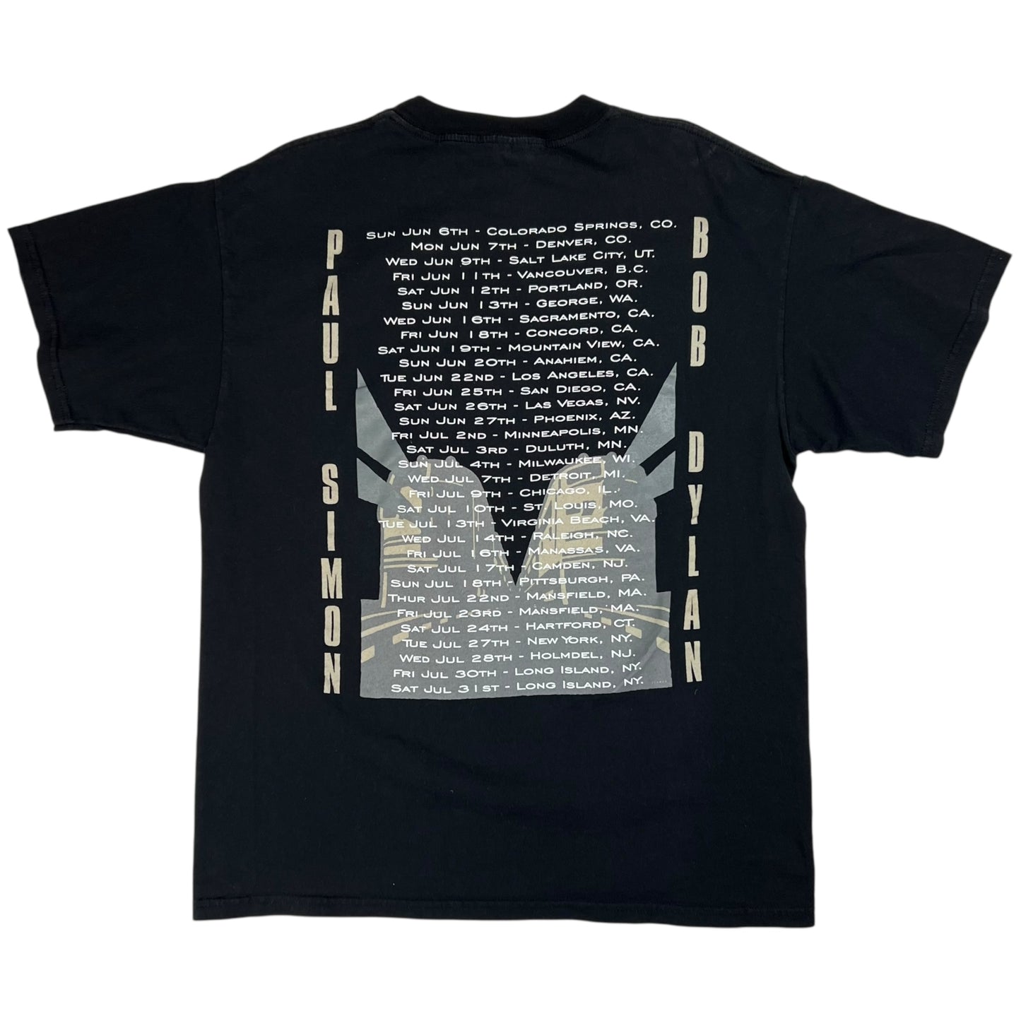 Vintage 1999 GIANT Paul Simon & Bob Dylan tour faded tee (L)