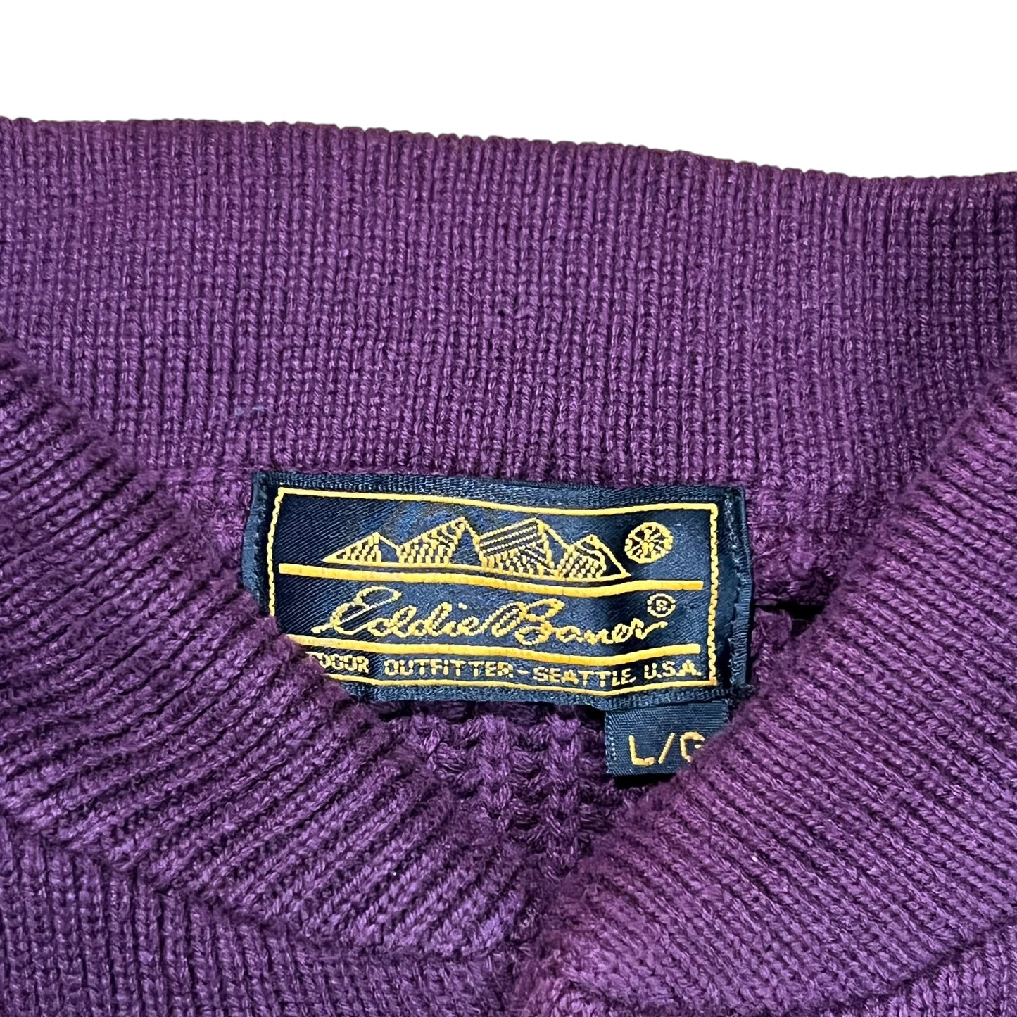 Vintage 90s Eddie Bauer purple knit Henley sweater (L)