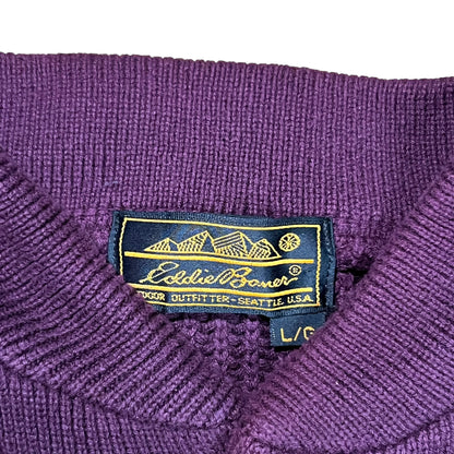 Vintage 90s Eddie Bauer purple knit Henley sweater (L)