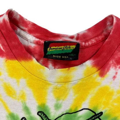 Vintage 90s Rasta Bear Jamaican style tie dye tee (L)