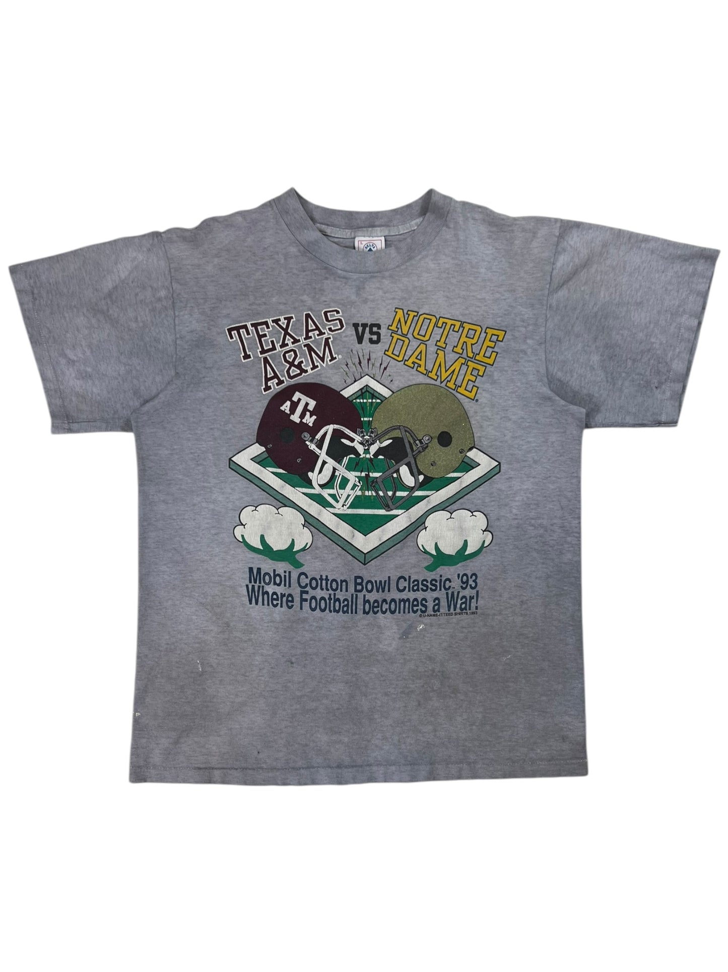 Vintage 90s Texas A&M vs Notre Dame football over dye tee (M)