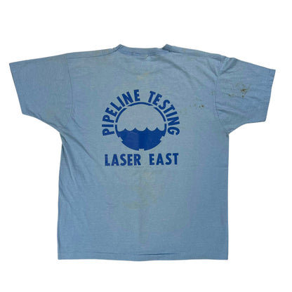 Vintage 80s We Know Our Shit! Pipeline Testing Laser East tee (L)