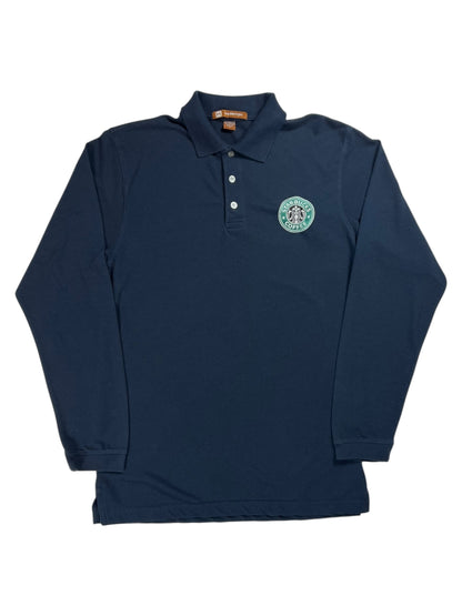 Vintage Y2K Starbucks Coffee employee rugby polo long sleeve shirt (M)