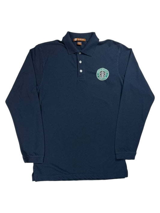 Vintage Y2K Starbucks Coffee employee rugby polo long sleeve shirt (M)