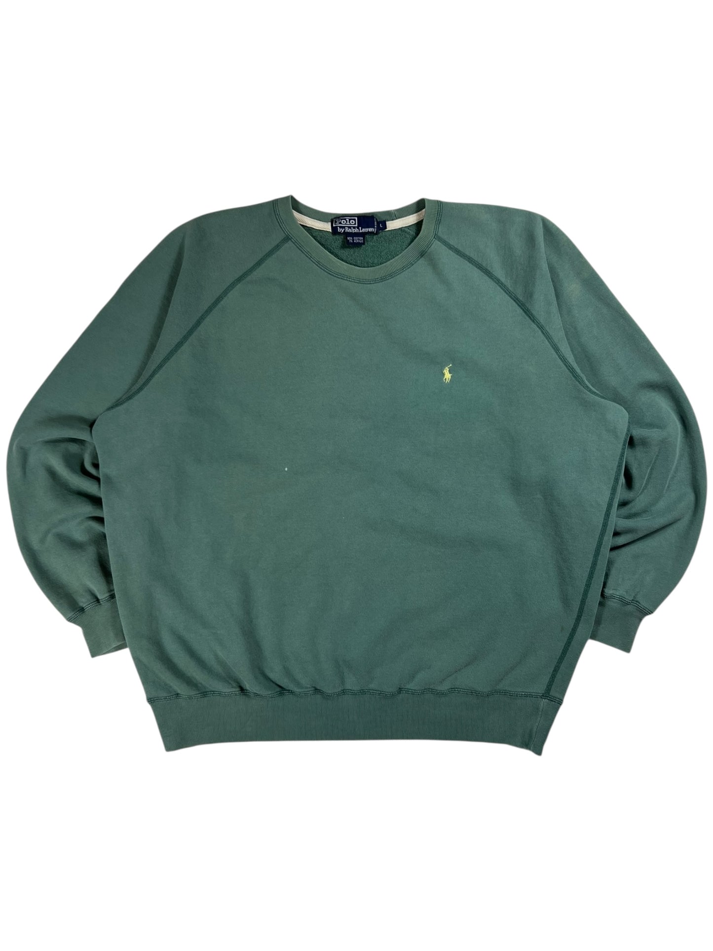 Vintage 90s Polo Ralph Lauren mini horse faded mint green crewneck (L)