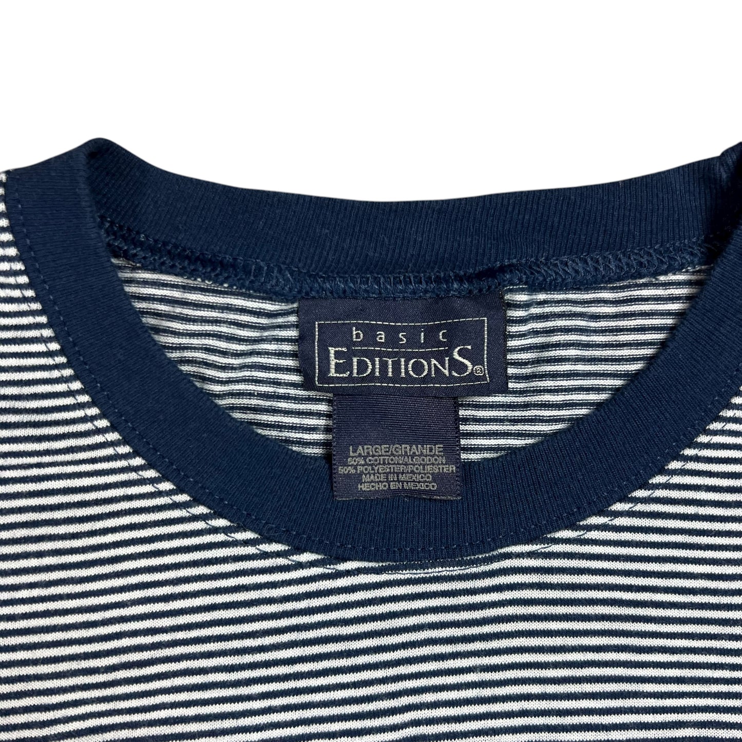 Vintage 90s navy white striped tee (XL)