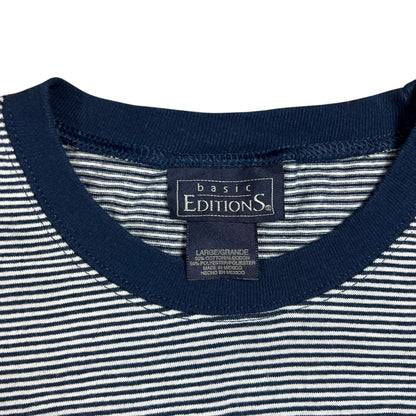 Vintage 90s navy white striped tee (XL)