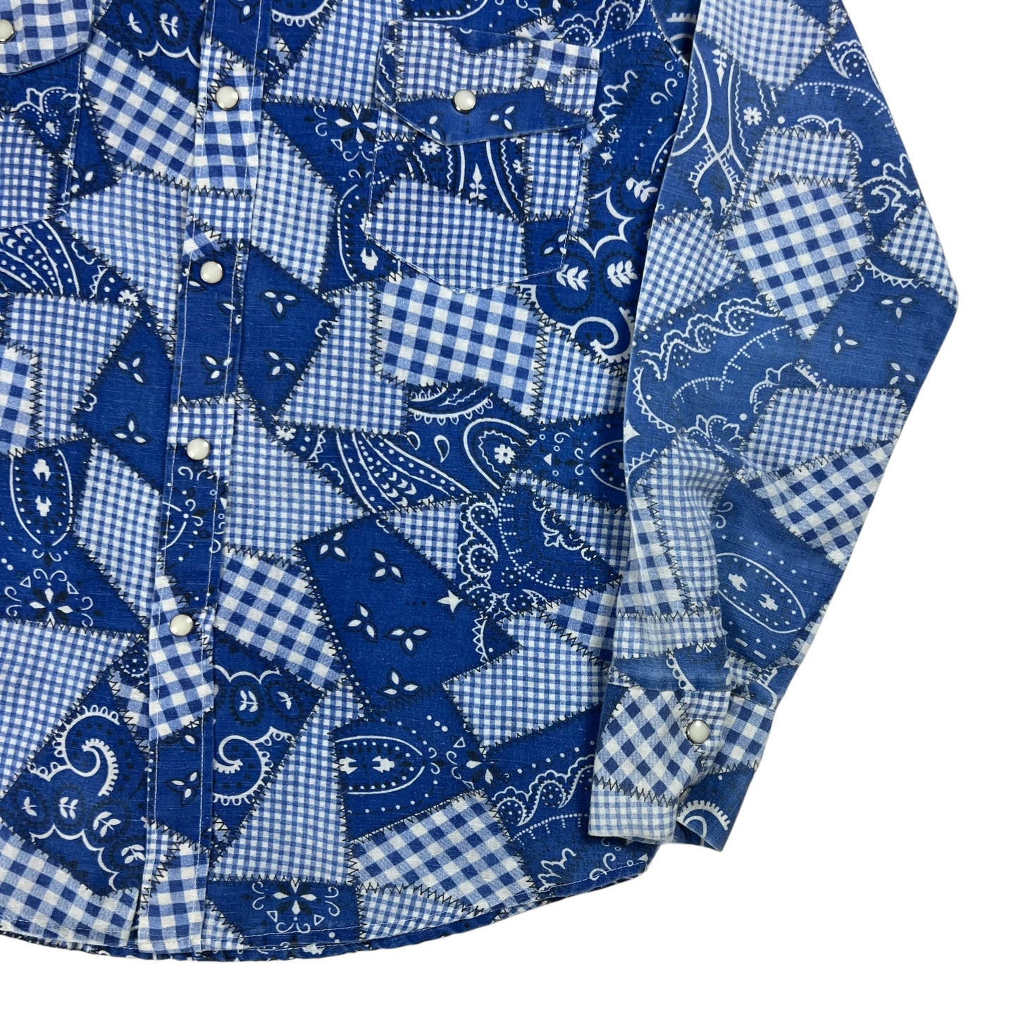 Vintage 1970s Sands Point Western Styling bandana pearl snap button up shirt (S/M)