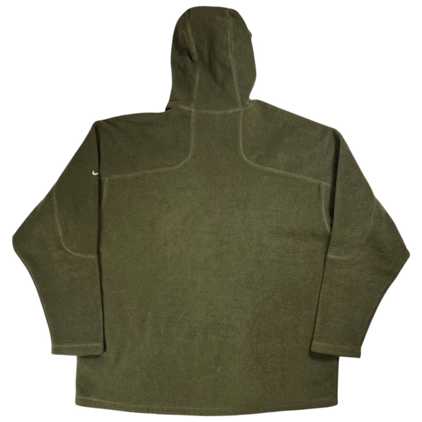Vintage Y2K Nike mini spellout olive green fleece hoodie (XL)