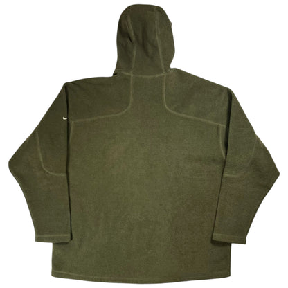 Vintage Y2K Nike mini spellout olive green fleece hoodie (XL)