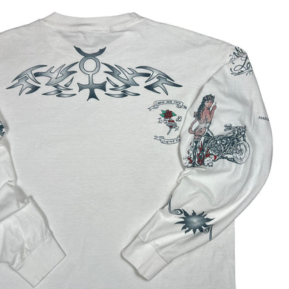 Vintage 90s Dennis Rodman Tattoos all over long sleeve print shirt (XL)