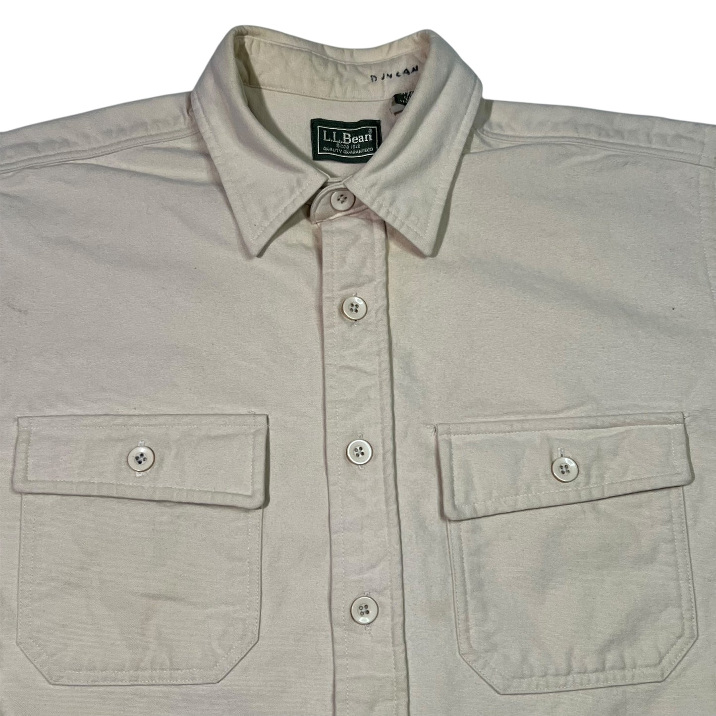 Vintage 90s L.L. Bean cream chamois button up shirt (M)