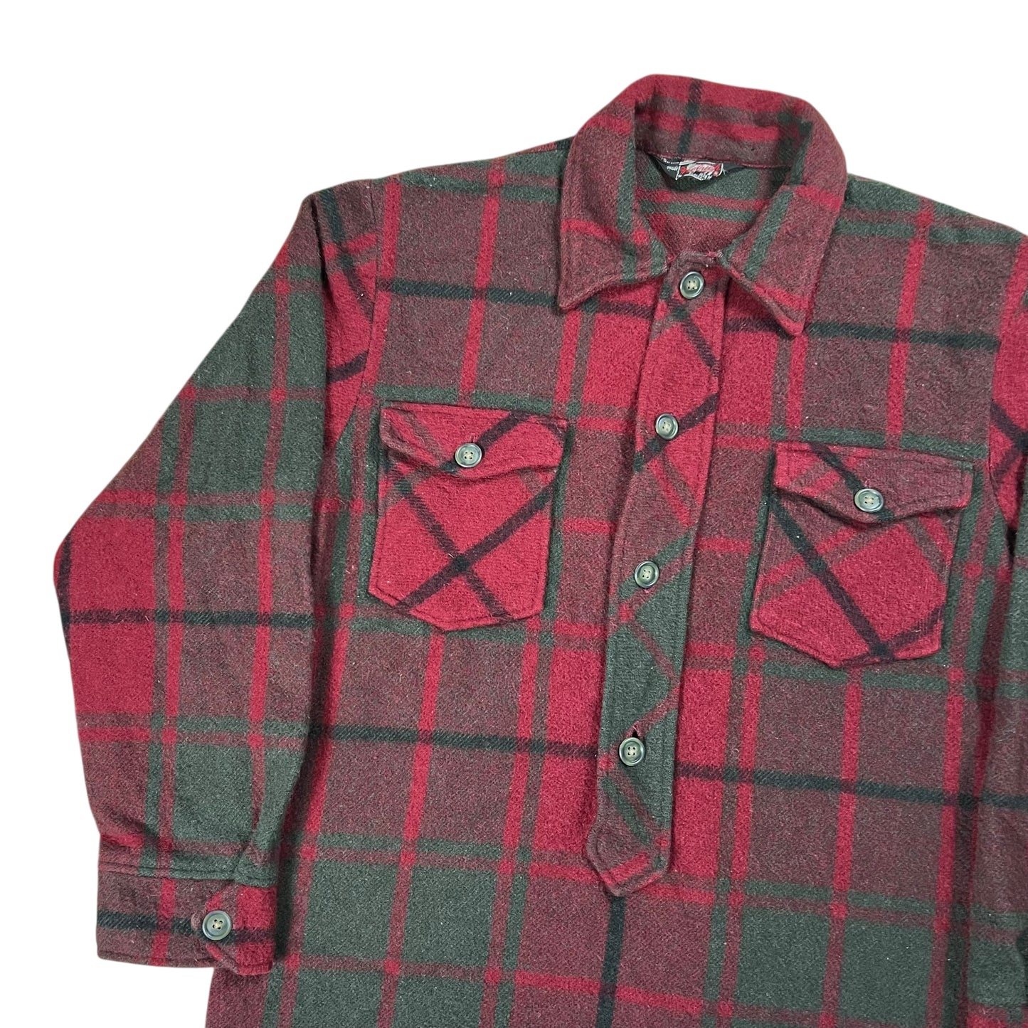 Vintage 1950s Woolrich wool plaid Henley flannel shirt (M)