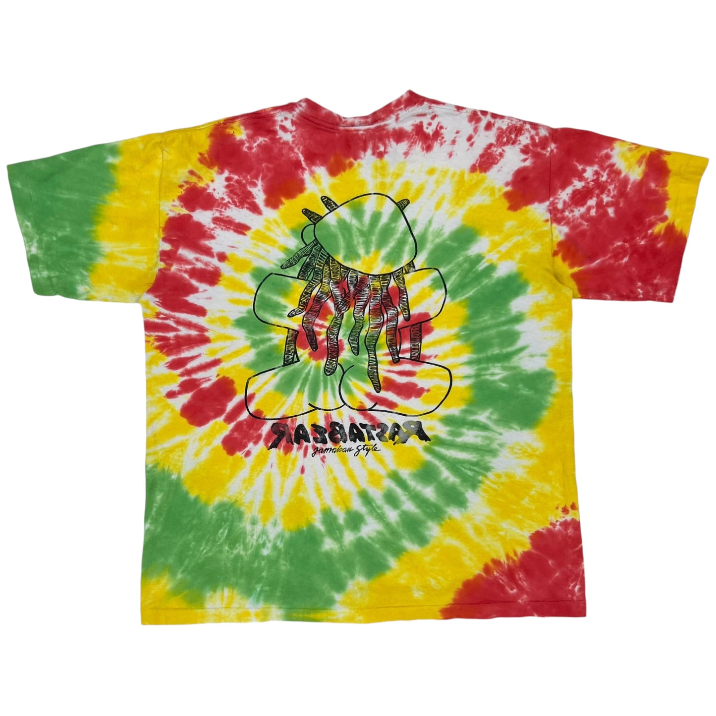 Vintage 90s Rasta Bear Jamaican style tie dye tee (L)