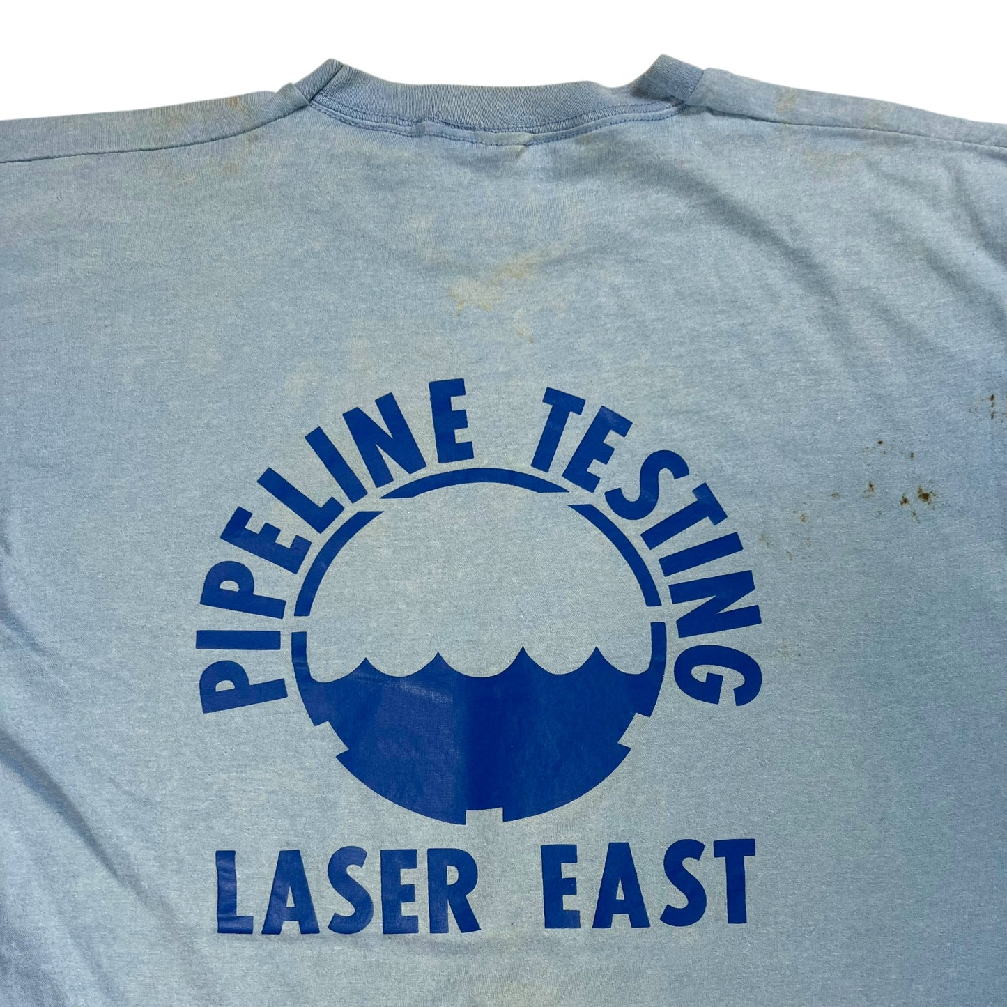 Vintage 80s We Know Our Shit! Pipeline Testing Laser East tee (L)