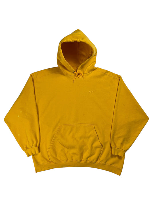 Vintage 90s Nike mini swoosh tonal mustard yellow hoodie (XXL)