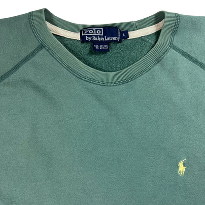 Vintage 90s Polo Ralph Lauren mini horse faded mint green crewneck (L)