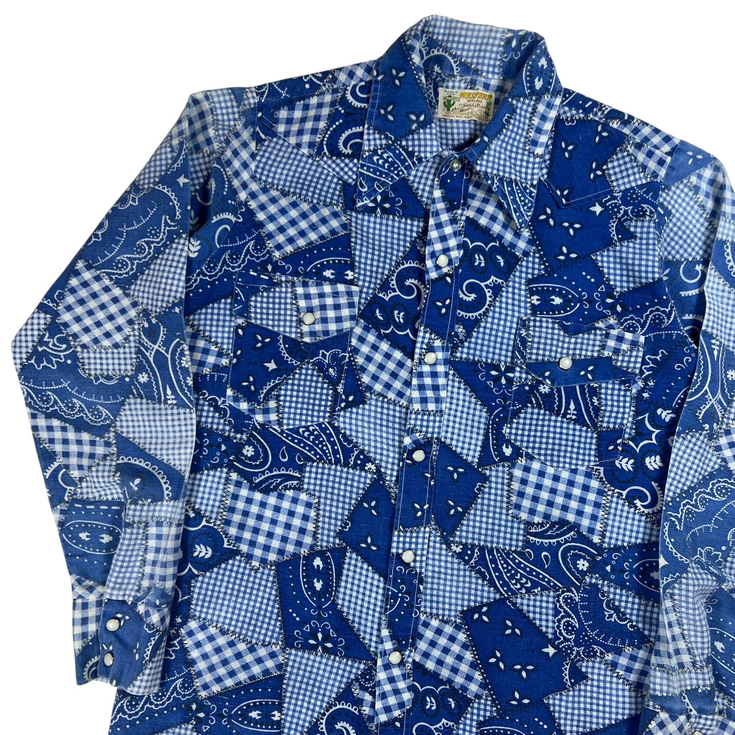 Vintage 1970s Sands Point Western Styling bandana pearl snap button up shirt (S/M)