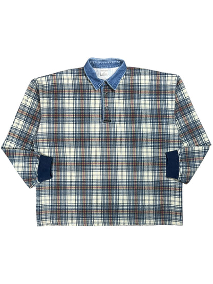 Vintage 90s Structure plaid USA made 1/4 button up crewneck (XL)