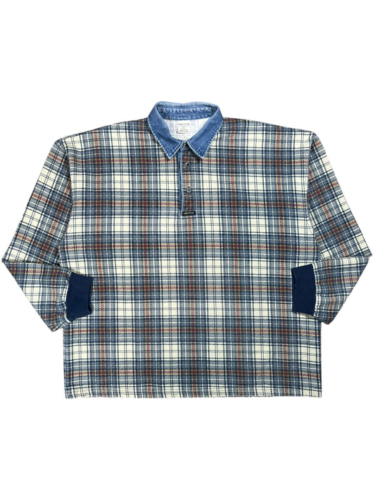 Vintage 90s Structure plaid USA made 1/4 button up crewneck (XL)