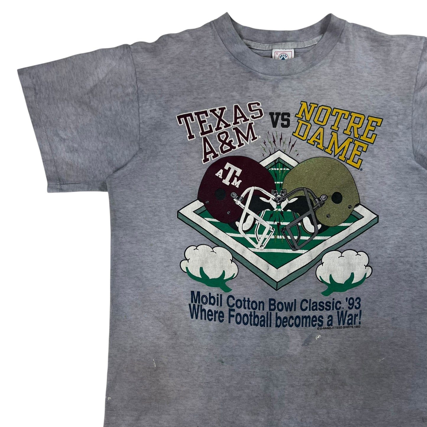 Vintage 90s Texas A&M vs Notre Dame football over dye tee (M)