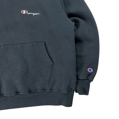 Vintage 90s Champion mini script black hoodie (L)