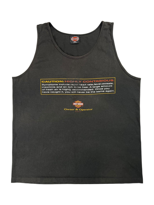 Vintage 2000 Harley Davidson Caution: Highly Contagious faded tank top shirt (XL)